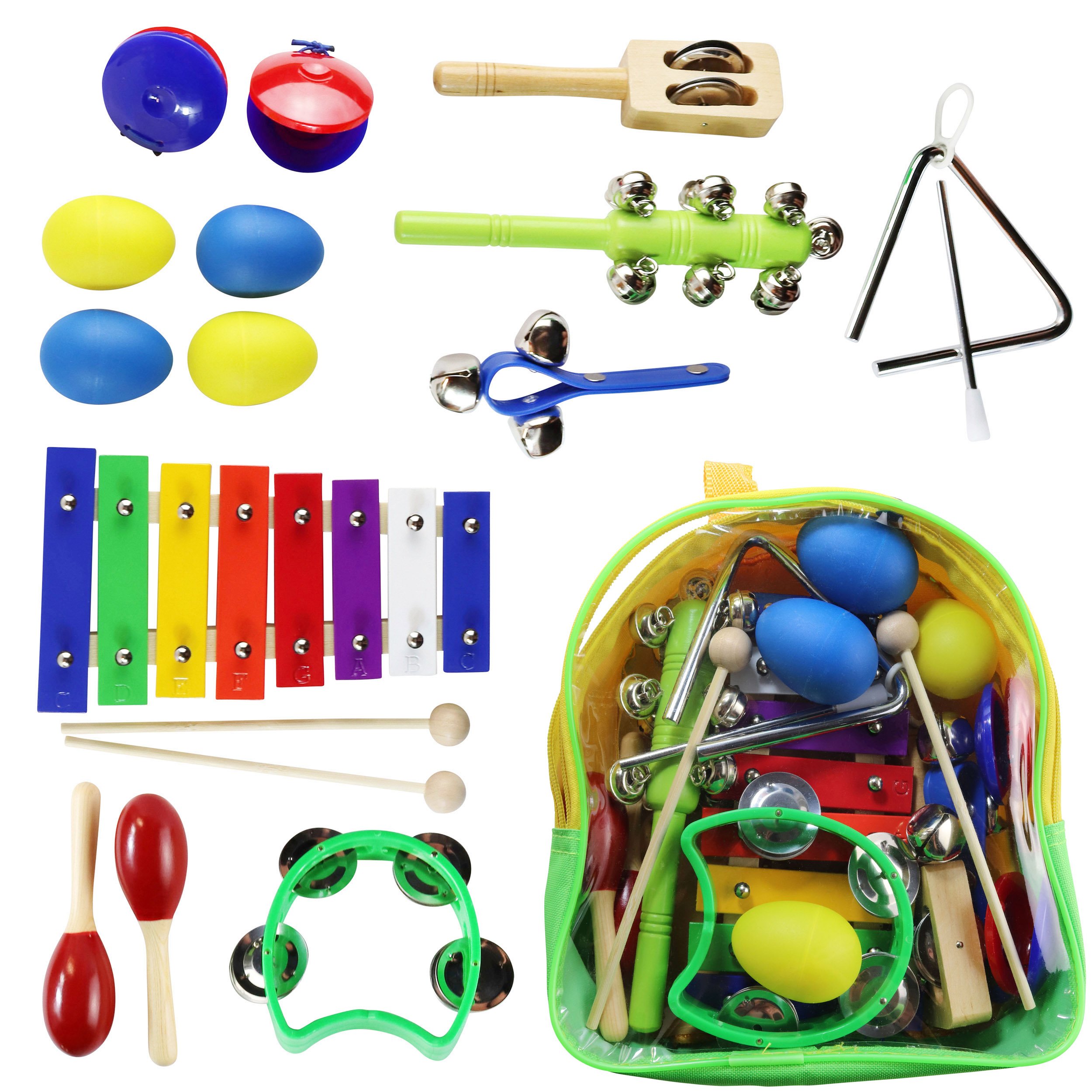 Kids Musical Toy Instruments Set with Xylophone 14 pcs Musical Toys Set in a Backpack