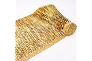 Tassel Trim Fringe Trim 8 Inch Wide 4.8 Yards Tinsel Sparkling Garland for Costumes, Dresses, Photo Booth Backdrop, Party Decor Gold AIETSYEI