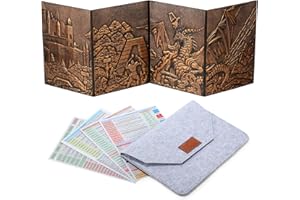 DNDND DM Screen 3D Faux-Leather Embossed Dragon with Four-Panel Pockets, DND Master Screen with Gorgeous Gift Flet Case for D&D Dungeons and Dragon Tabletop Game (Copper)