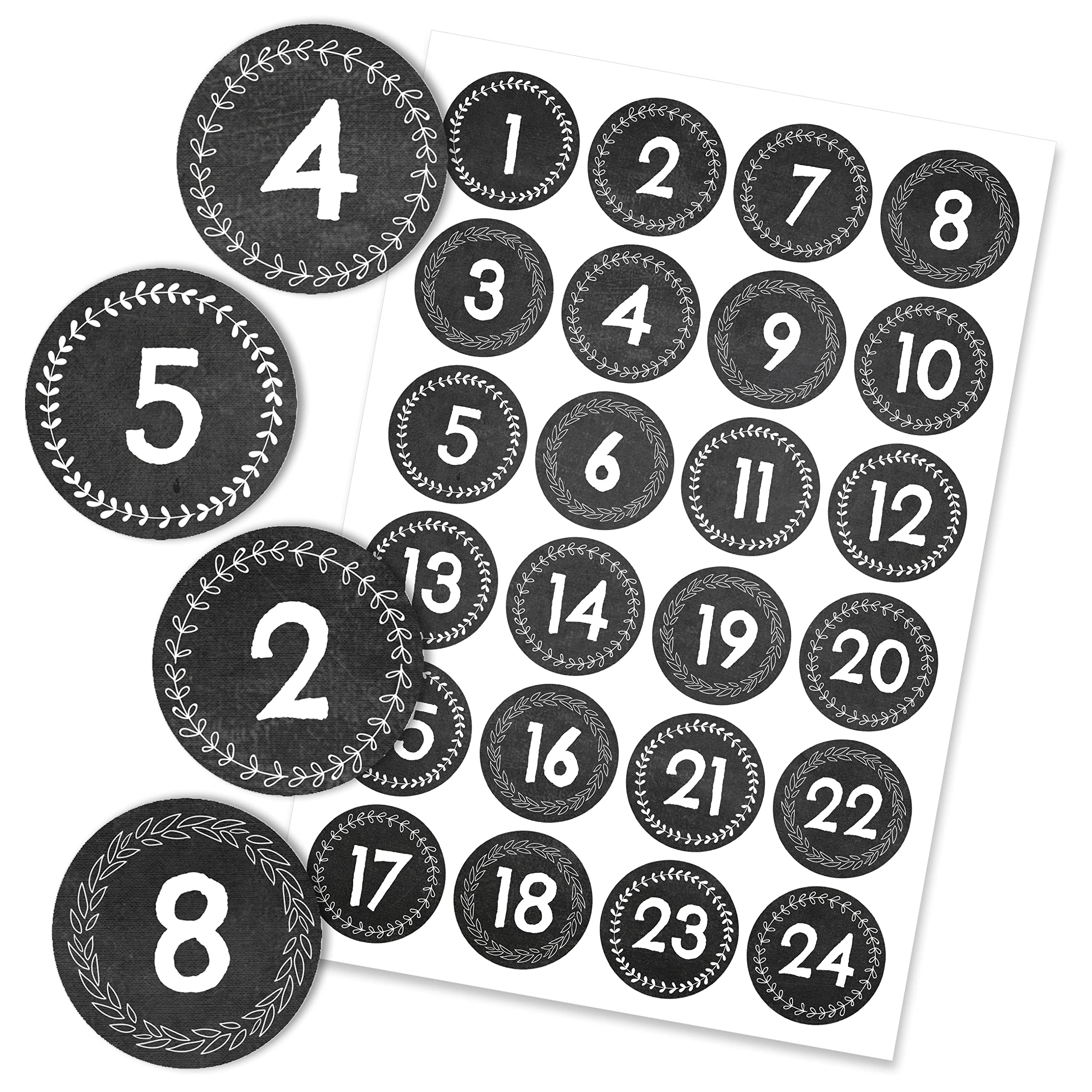 24 Advent Calendar Number Stickers Blackboard Effect No. 45 - Stickers - for You to Assemble and Decorate