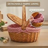 Wickerfield Vintage-Style Wicker Picnic Basket with Removable Liner view 7