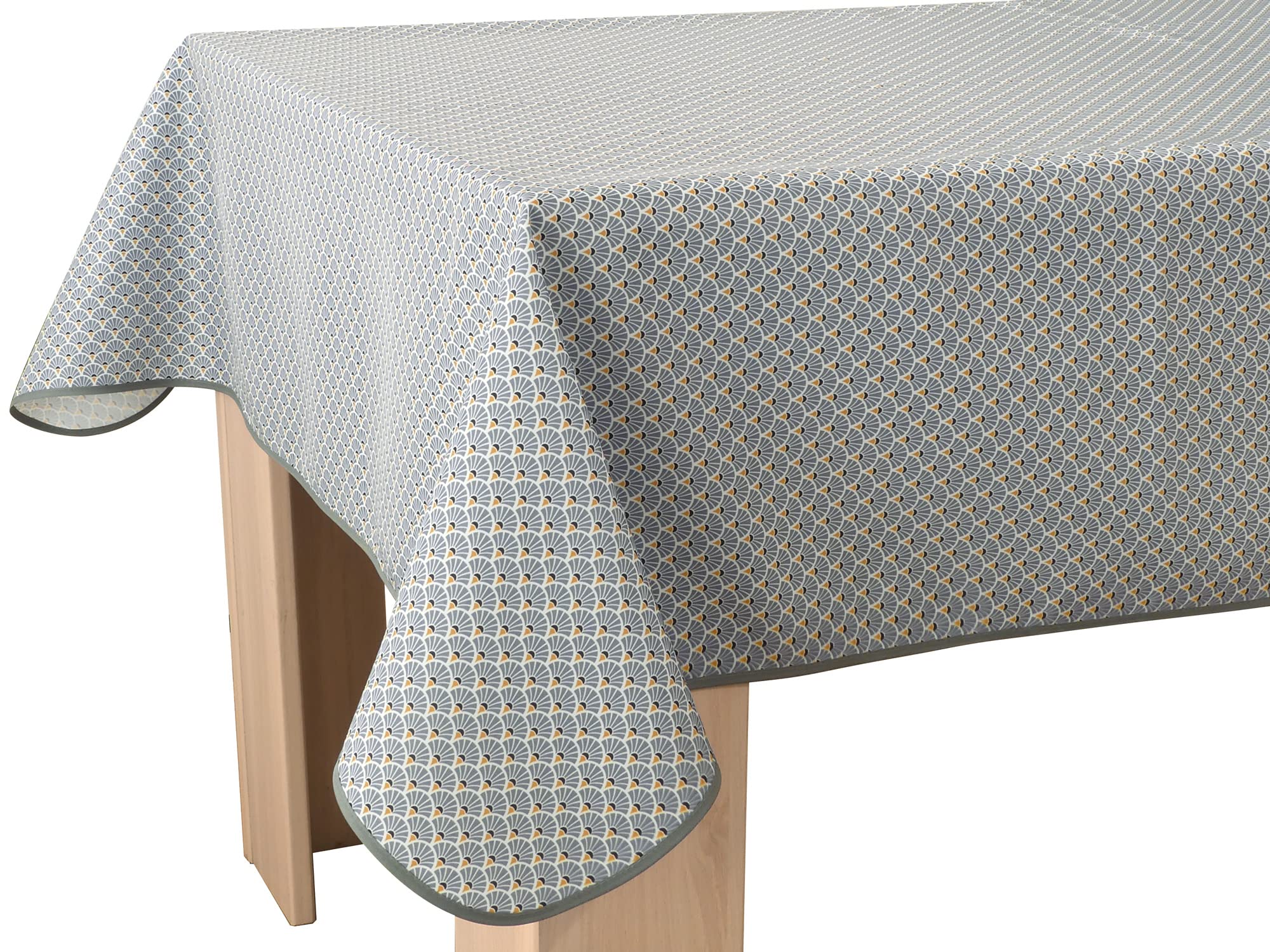 Le linge de Jules Stain-Resistant Tablecloth Peacock Grey Rectangular 150 x 300 cm