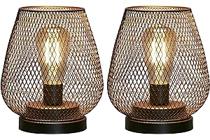 JHY DESIGN Set of 2 Metal Cage LED Lantern Battery Powered Cordless Accent Light with LED Great for Weddings Parties Patio Events for Indoors Outdoors