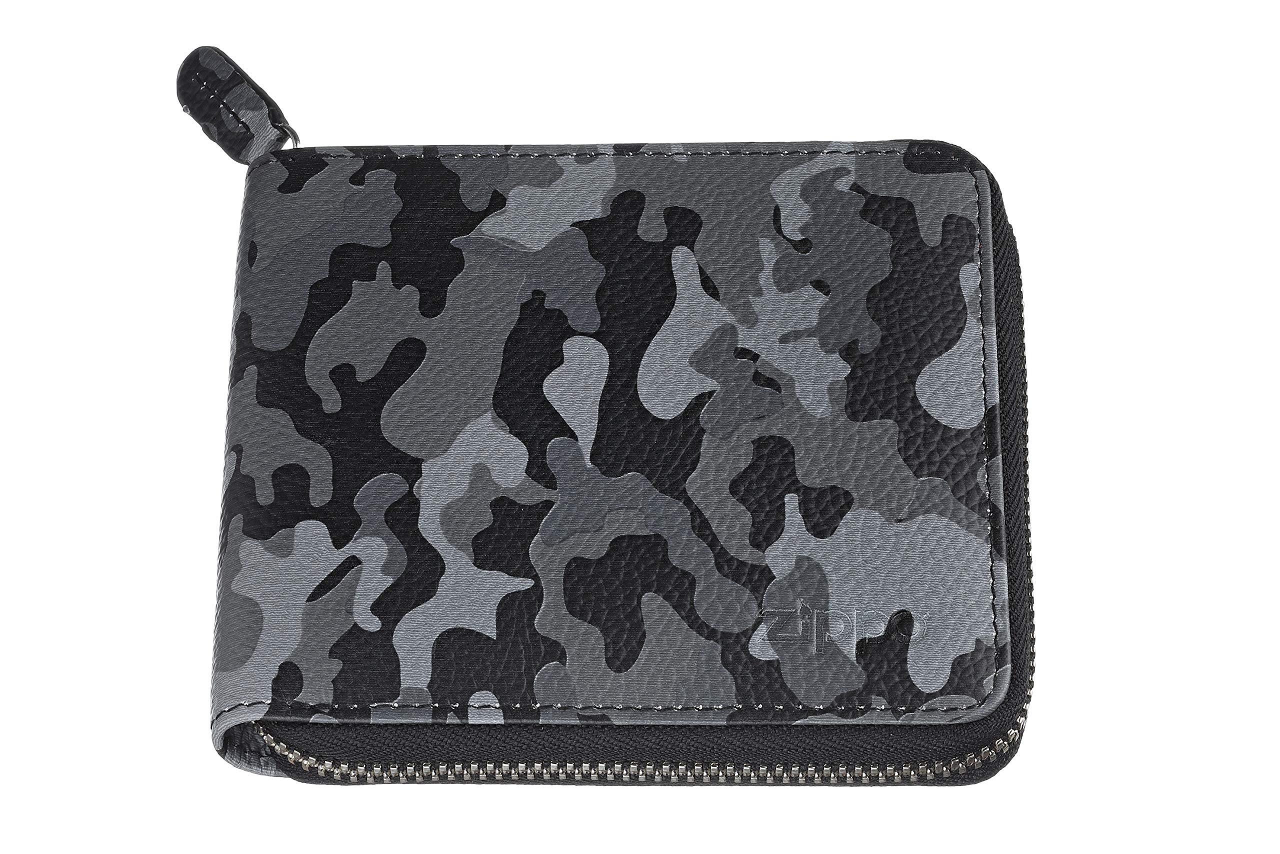 Zippo - Purse/Wallet for Women and Men, Leather, Grey Camouflage, with RFID Protection, Coin Compartment, Ideal for Cards and Notes
