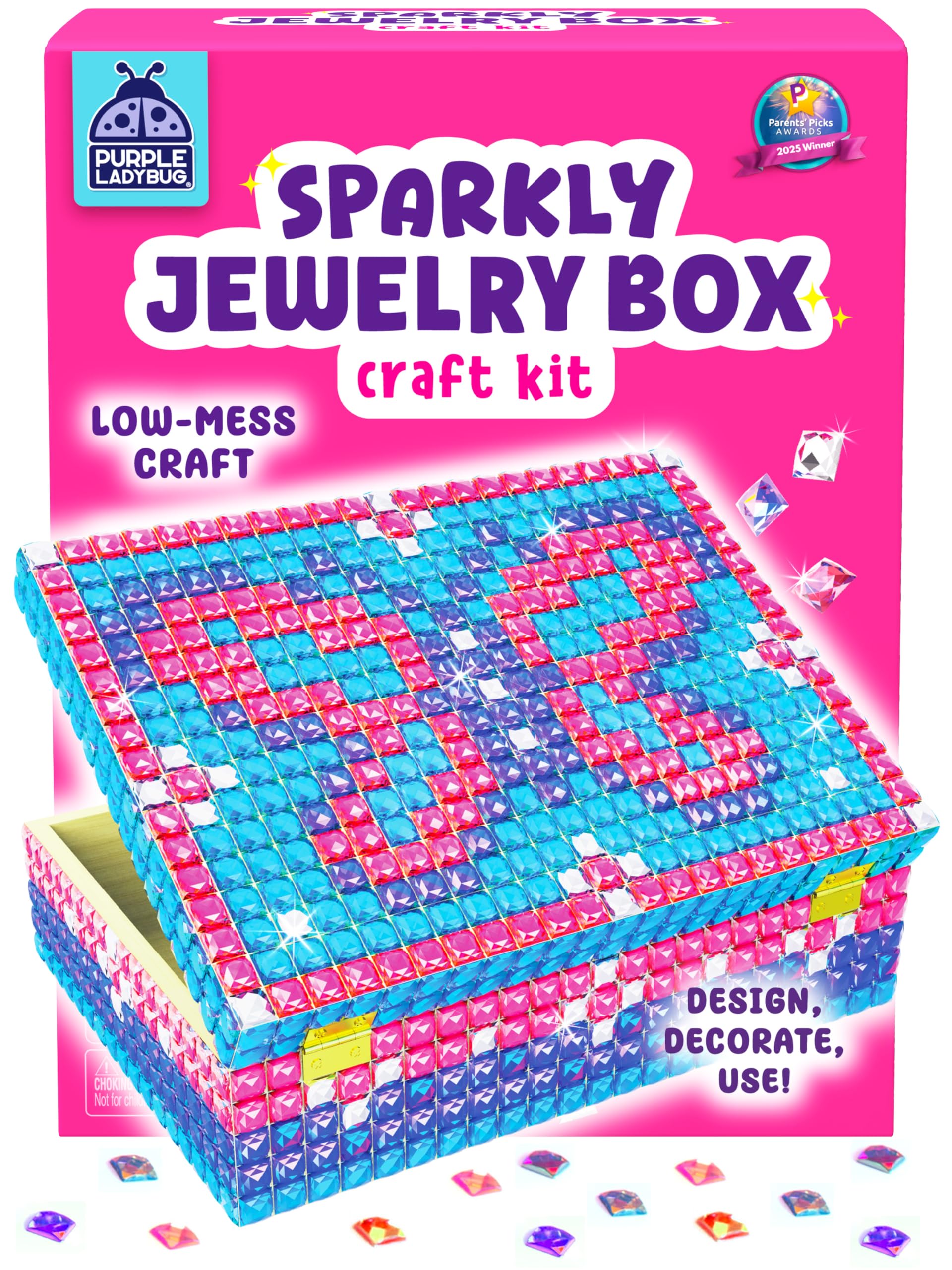 PURPLE LADYBUG Decorate Your Own Jewellery Box for Girls Ages 4-12 - Arts and Crafts for Kids Age 10 - Mosaic Kits for Children Ages 4+ - Easter & Birthday Presents for Girls