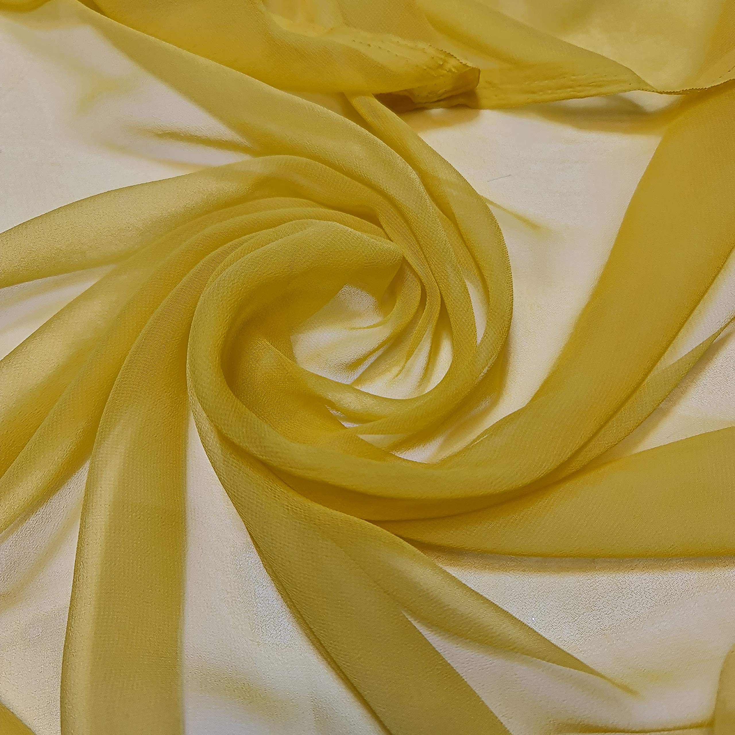 100% Polyester Moss Crepe Chiffon Sheer Decor Drape Dress Fabric 44" (2 Meter - Mustard)