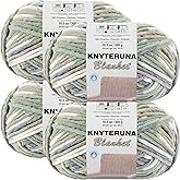 Knyteruna #6 Super Bulky Blanket Yarn for Crocheting - 4 Skeins(Each 10.5oz/300g, 220yds/201m), Chunky Chenille Thick Plush Big Soft Yarn for Crocheting Knitting Blankets, Cream &amp; Sage &amp; Grey &amp; Khaki