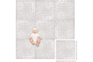 Play Platoon Non-Toxic Extra-Thick Childrens Foam Play Mats for Floor, 9 Tiles - 72 x 72 inch Comfortable Cushioned Foam Floor Puzzle Tiles for Kids & Toddlers with 24 x 24 inch Sets - Khaki