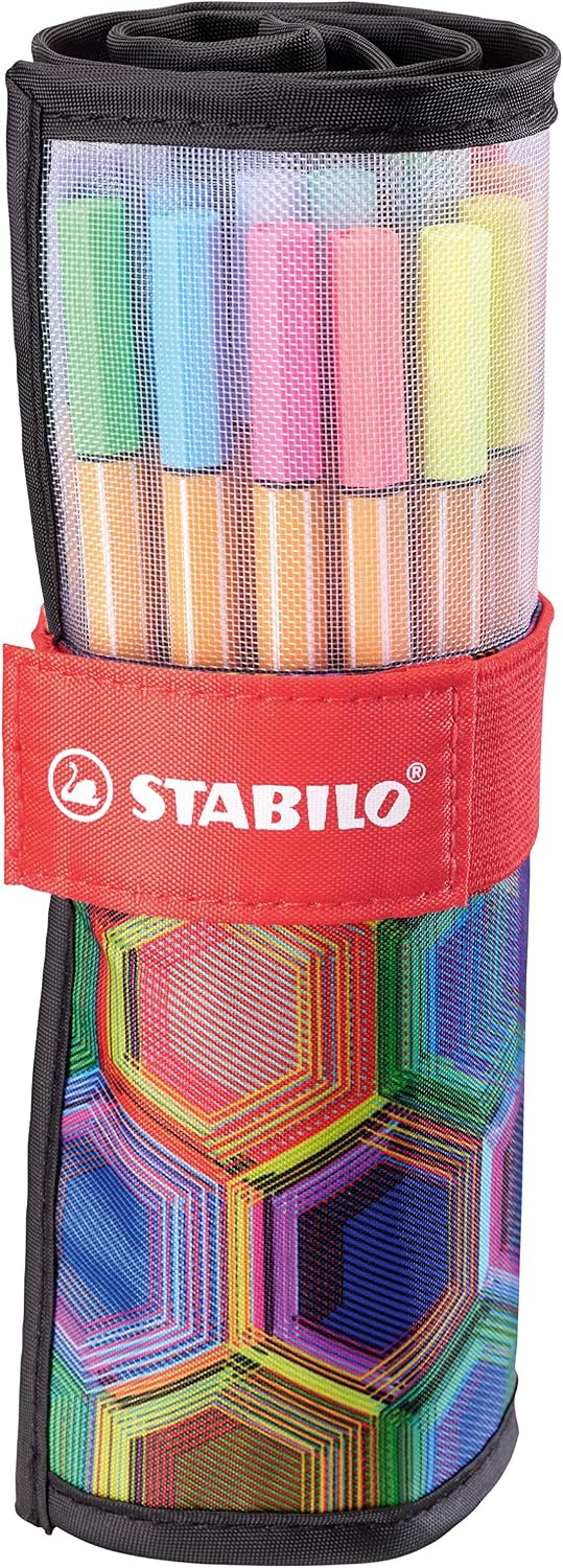 STABILO Fineliner point 88 - ARTY - Rollerset of 25 - Assorted colours, Multicolor, 25 count (Pack of 1)