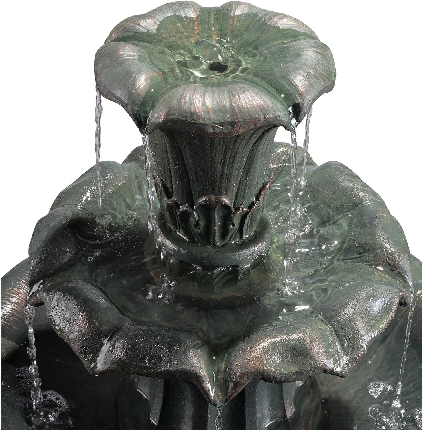 Peaktop VFD8207 - Outdoor Lily 3-Tier Waterfall Fountain - 37.8", Dark Grey : Garden & Outdoor