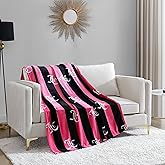 Juicy Couture Cabana Plush Hot Pink Striped 50"X70" Fuzzy Throw Blanket - Luxurious Microfiber Plush Blanket for Ultimate Comfort and Cozy Warmth