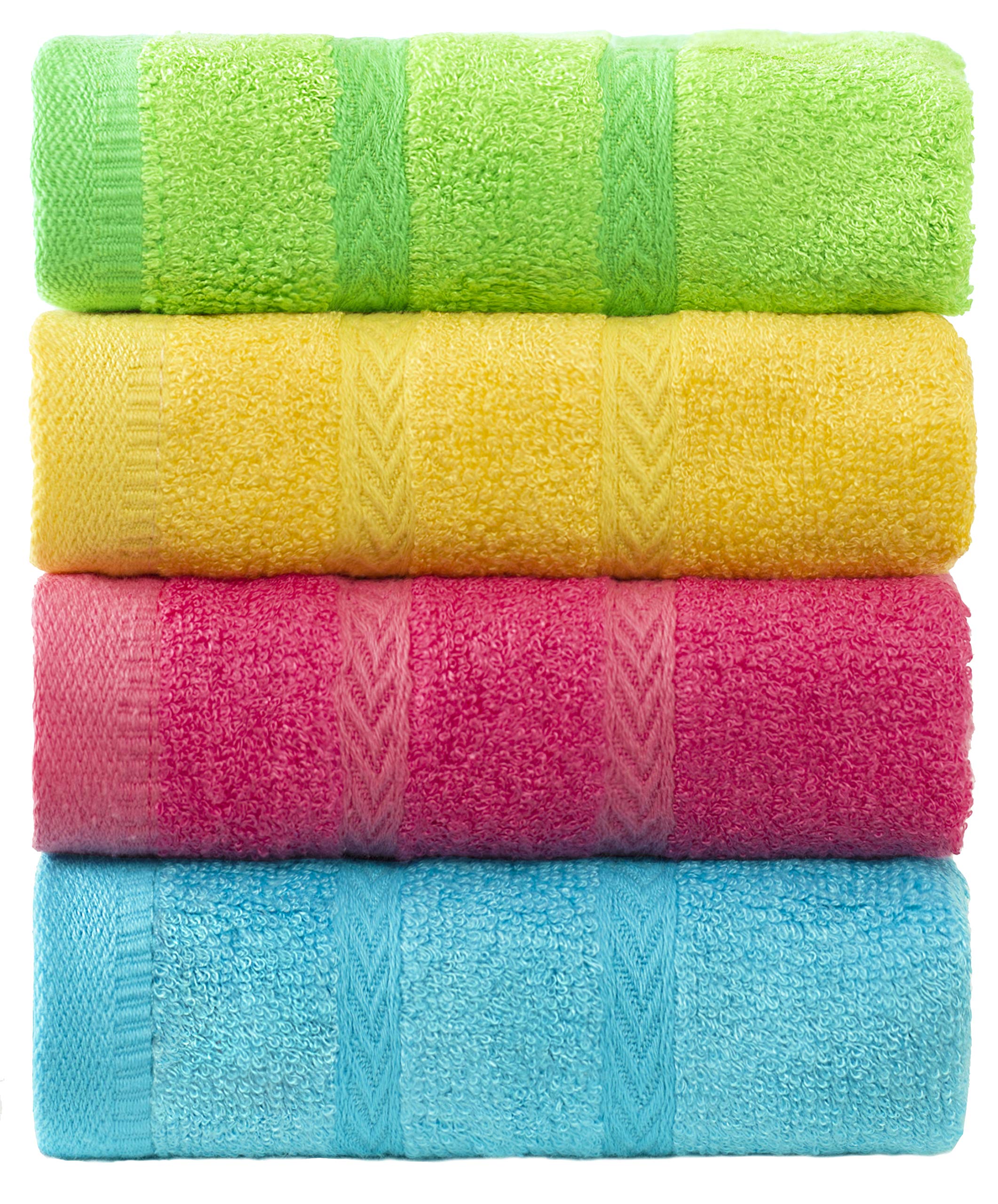 RUILI Kids Face Towels, Multicolor Fingertip Towels for Bathroom Towel Set, 10 x 19 in (4 Pack in 4 Colors).