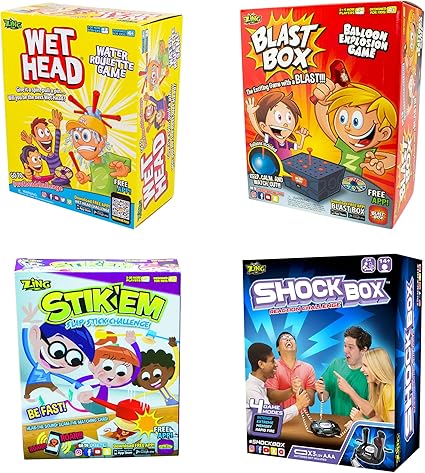 Amazon.com: Caja de juego de 4 unidades – Cabeza húmeda, Stikem Slap Stick Challenge, caja de choque: Toys \u0026 Games