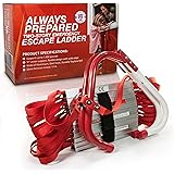 Premium Emergency Fire Escape Ladder Two-Story (13-Foot Long) For WINDOWS Only -V Center Support, Flexible & Sturdy Design With Wide Steps. One-Time Use