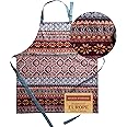 Cotton Apron with Center Pocket, Kitchen Unisex Cloth Apron (1 Piece) with Long Ties for Painting Cooking Baking Restaurant