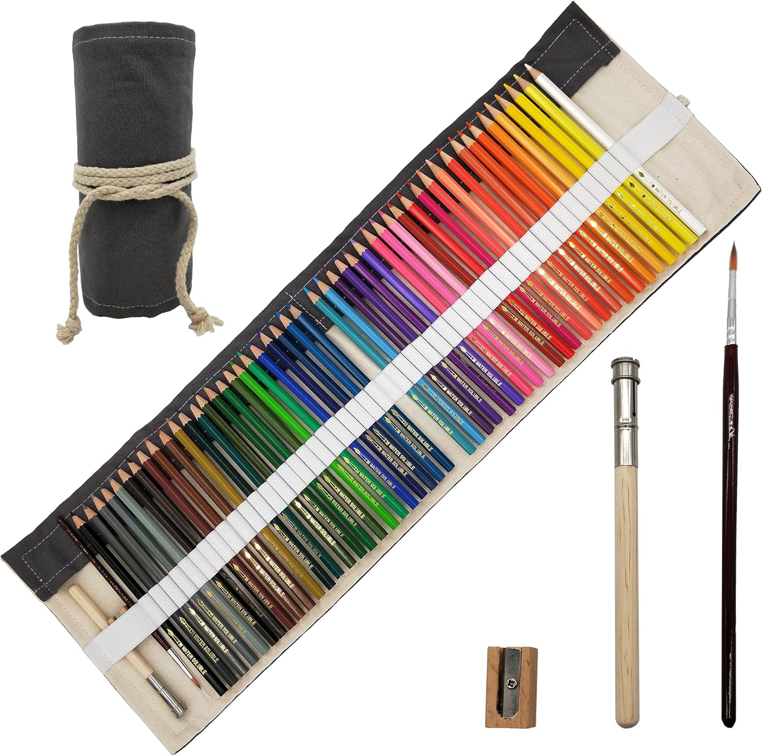 Minimin Colored Pencils for Adults, Rollup Watercolor Pencils Case Set