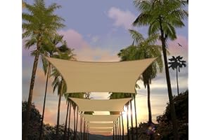 Amgo 8' x 12' Sand Beige Rectangle Sun Shade Sail Canopy Awning UPF50+ AGTAPR0812, BN UV Blockage, Water & Air Permeable, Commercial and Residential, 3 Years Warranty (We Make Custom Size)