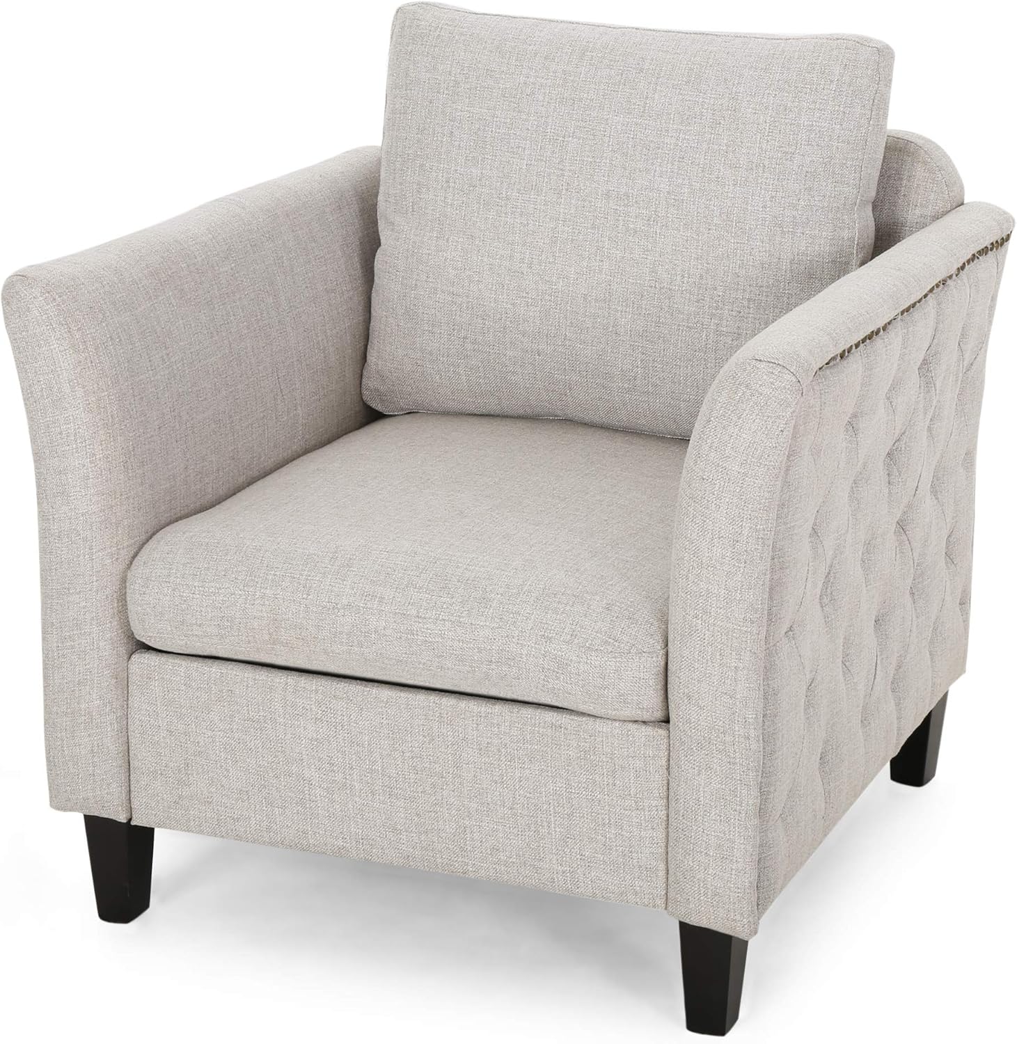 Betty Traditional Fabric Club Chair, Beige
