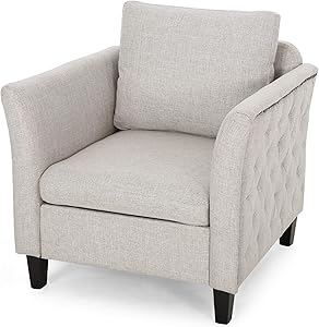 Betty Traditional Fabric Club Chair, Beige
