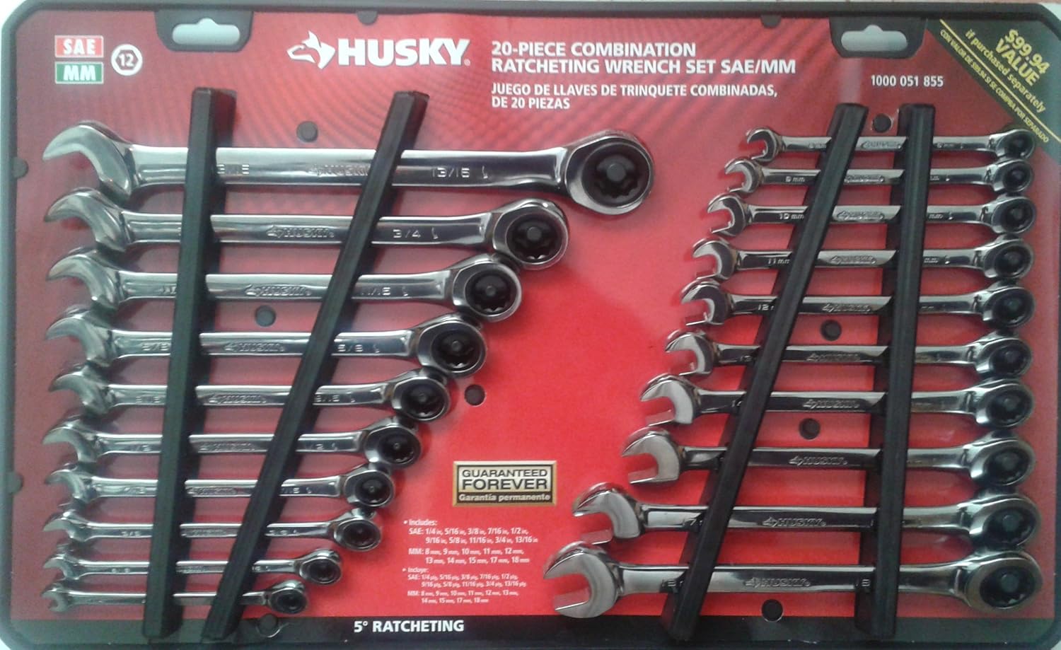 Husky 20Piece Combination Ratcheting Wrench Set SAE/MM 1000051855