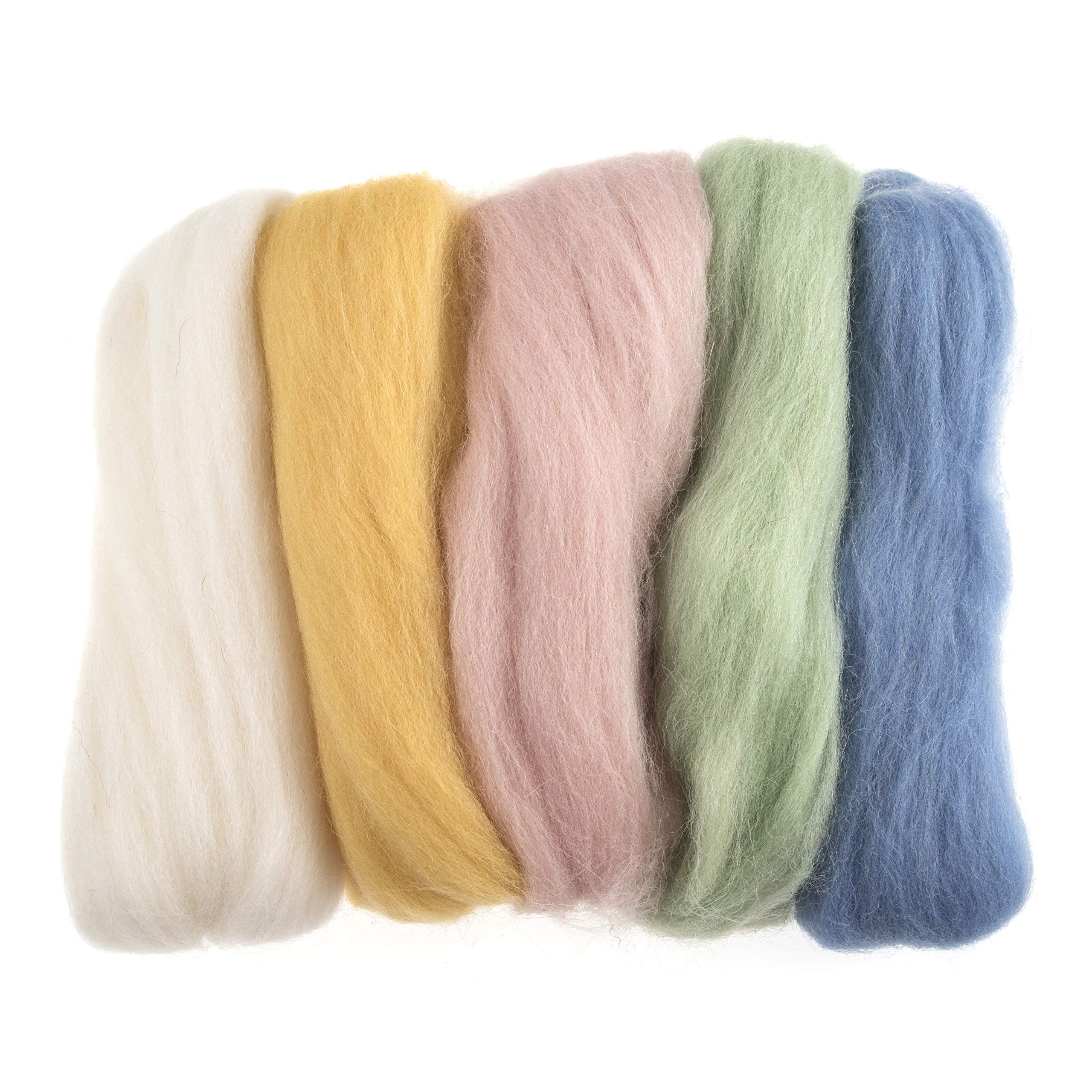 Trimits Natural Felting Roving Wool, Assorted Pastel, 50 g, Pastels