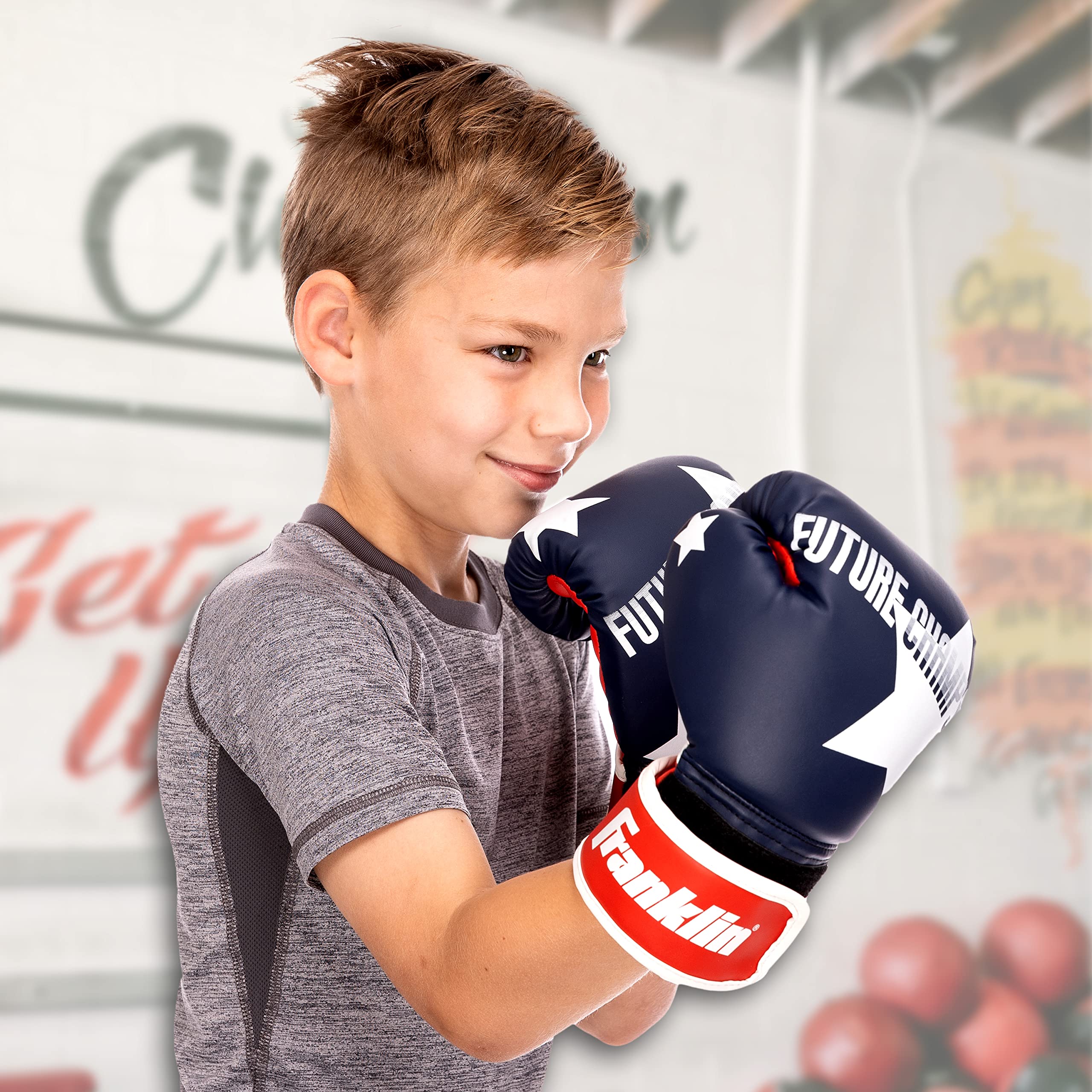 Franklin Sports Kids Boxing Gloves Set - Future Champs Youth Training Boxing Gloves for Kids Ages 5-8 - 6 Ounce - Boys + Girls - Red + Blue Pair