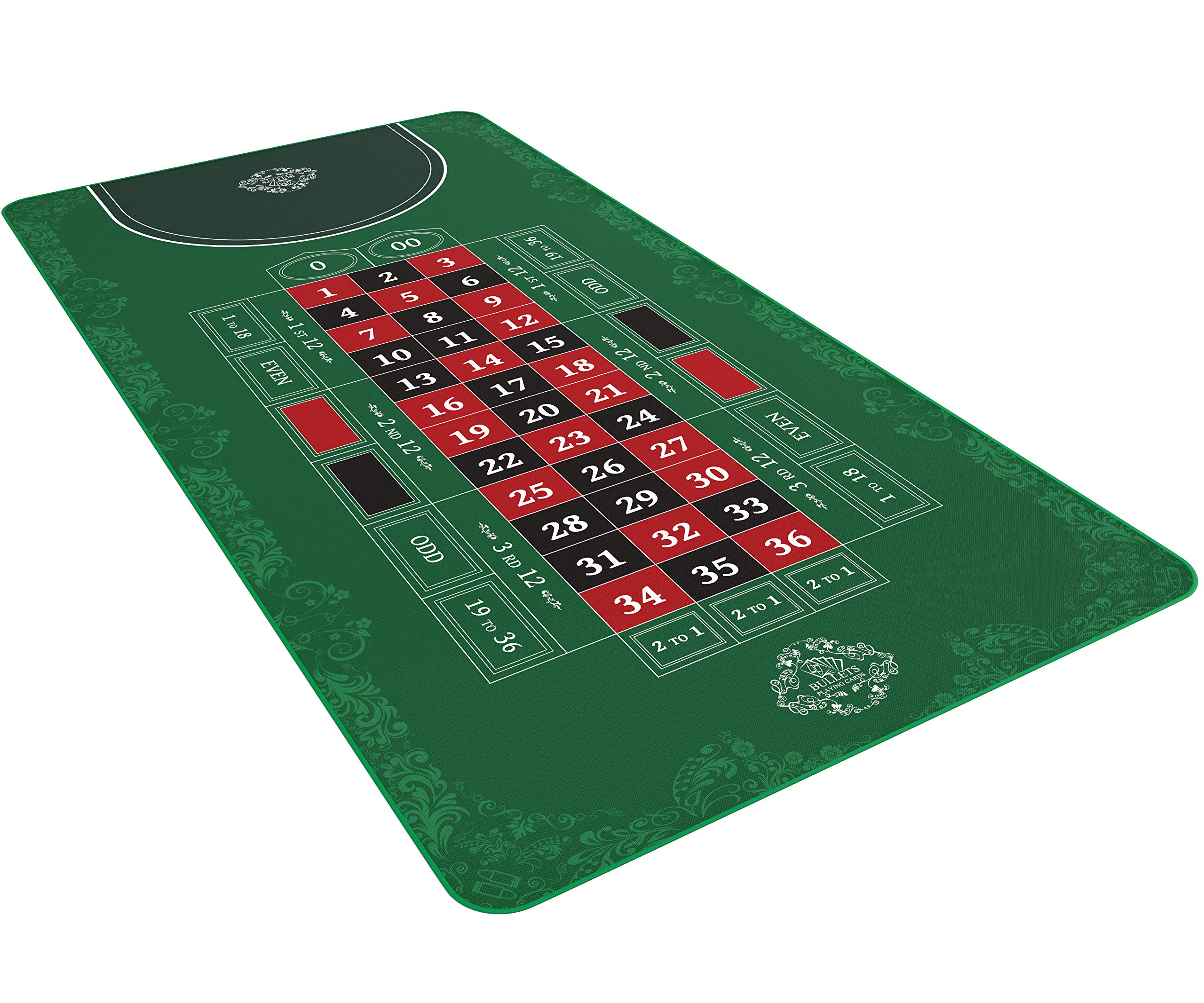 Bullets Playing Cards, Roulette playing mat 180 x 90 cm, table cloth (layout) to enhance your games night