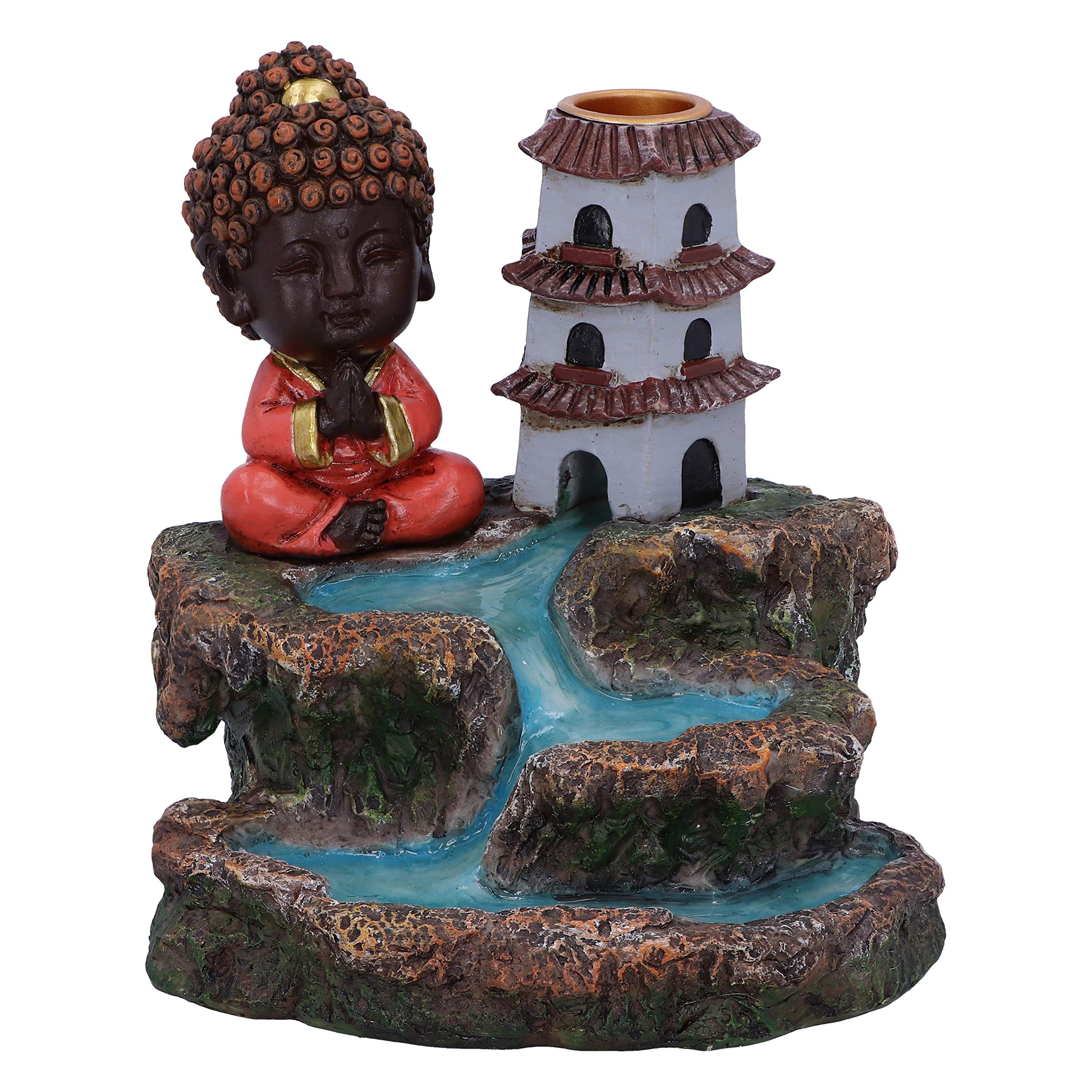Zen Temple Buddha River Backflow Incense Cone Burner 13cm