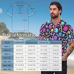 Xdceu Men’s Golf Polo Shirts Retro 80s Print Mens