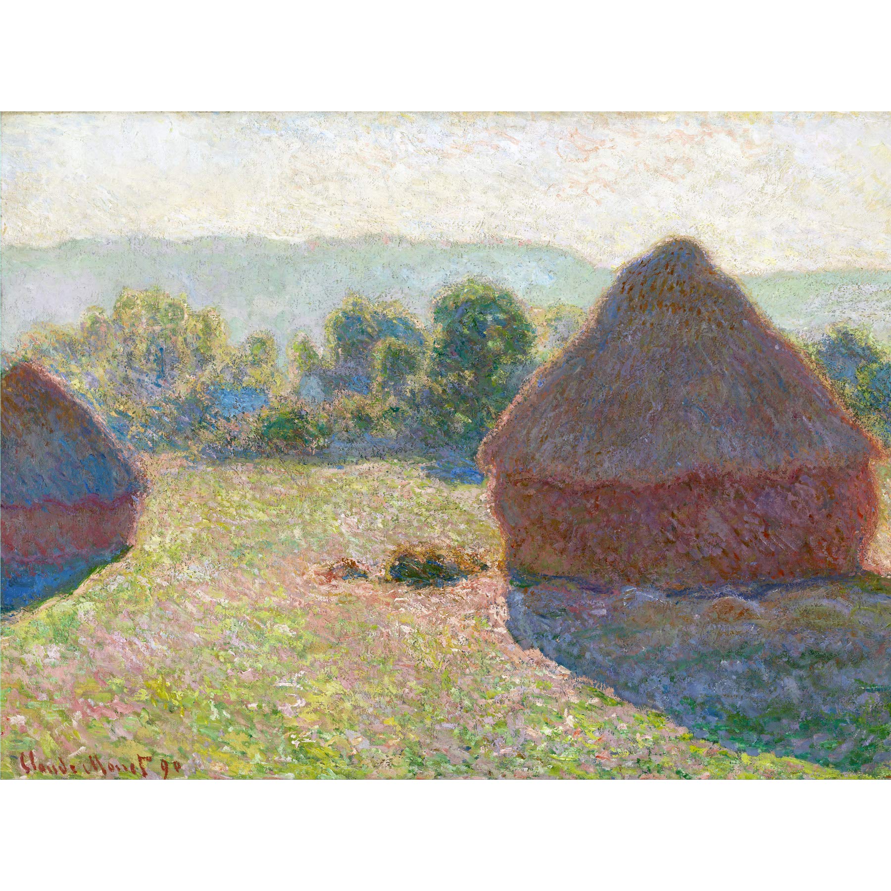 Claude Monet Meules Milieu Du Jour Haystacks Midday Large Art Print Poster Wall Decor Premium Mural