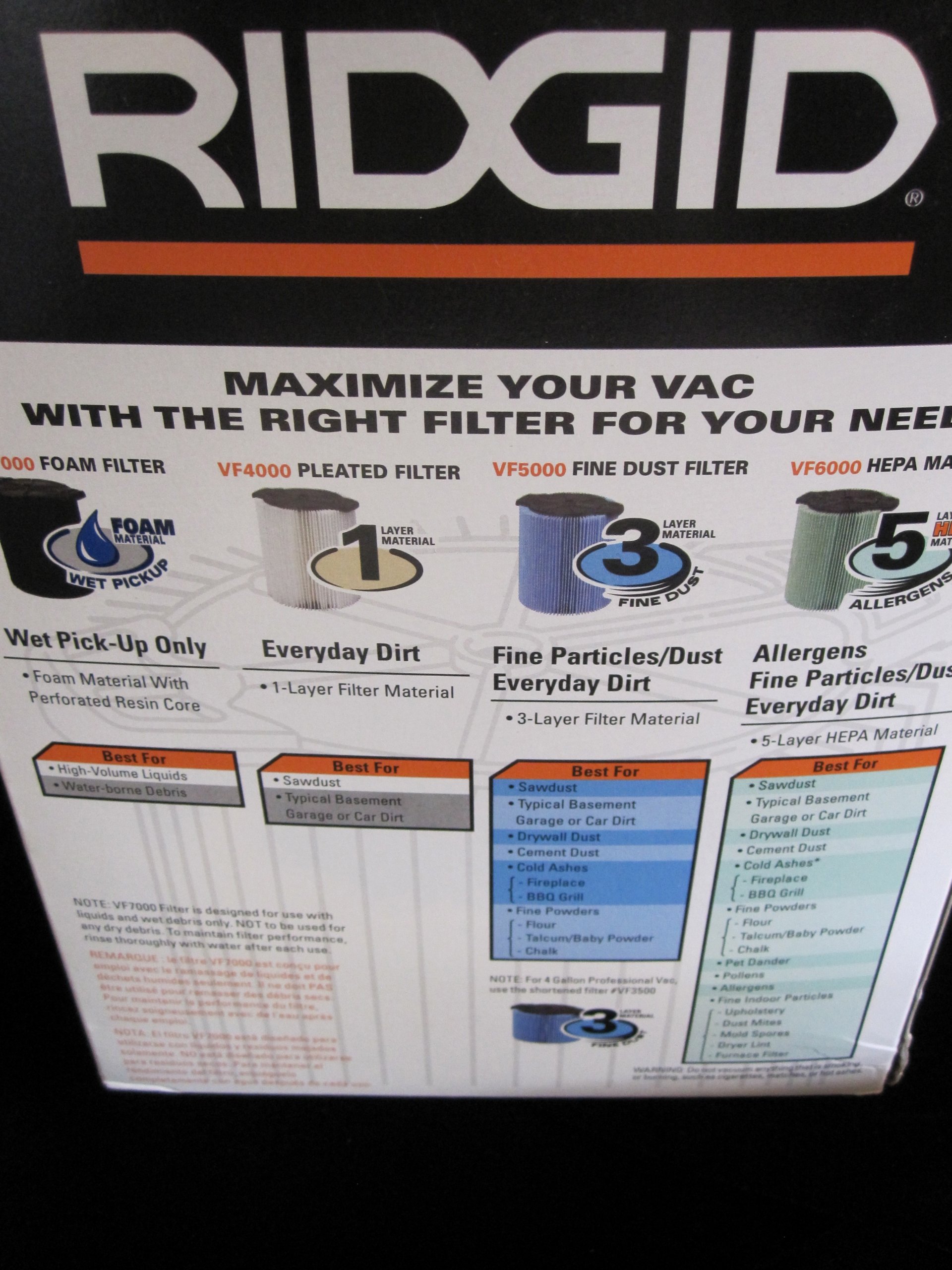 Ridgid VF7000 Wet Application Foam Filter For 5.020 Gallon For Rigid