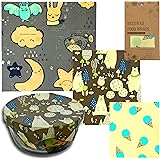 Beeswax Food Wrap by OtherU | 4 Pack | Small, Medium, Large + 1 Free Medium Wrap | Eco-Friendly Reusable Storage Wraps | Organic, Sustainable, Washable & Biodegradable | Natural Plastic Alternative