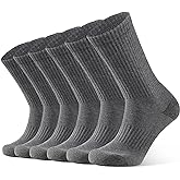 CLOSEMATE Mens Athletic Cushioned Crew Socks 6 Pairs Cotton Breathable for Work Training Sports
