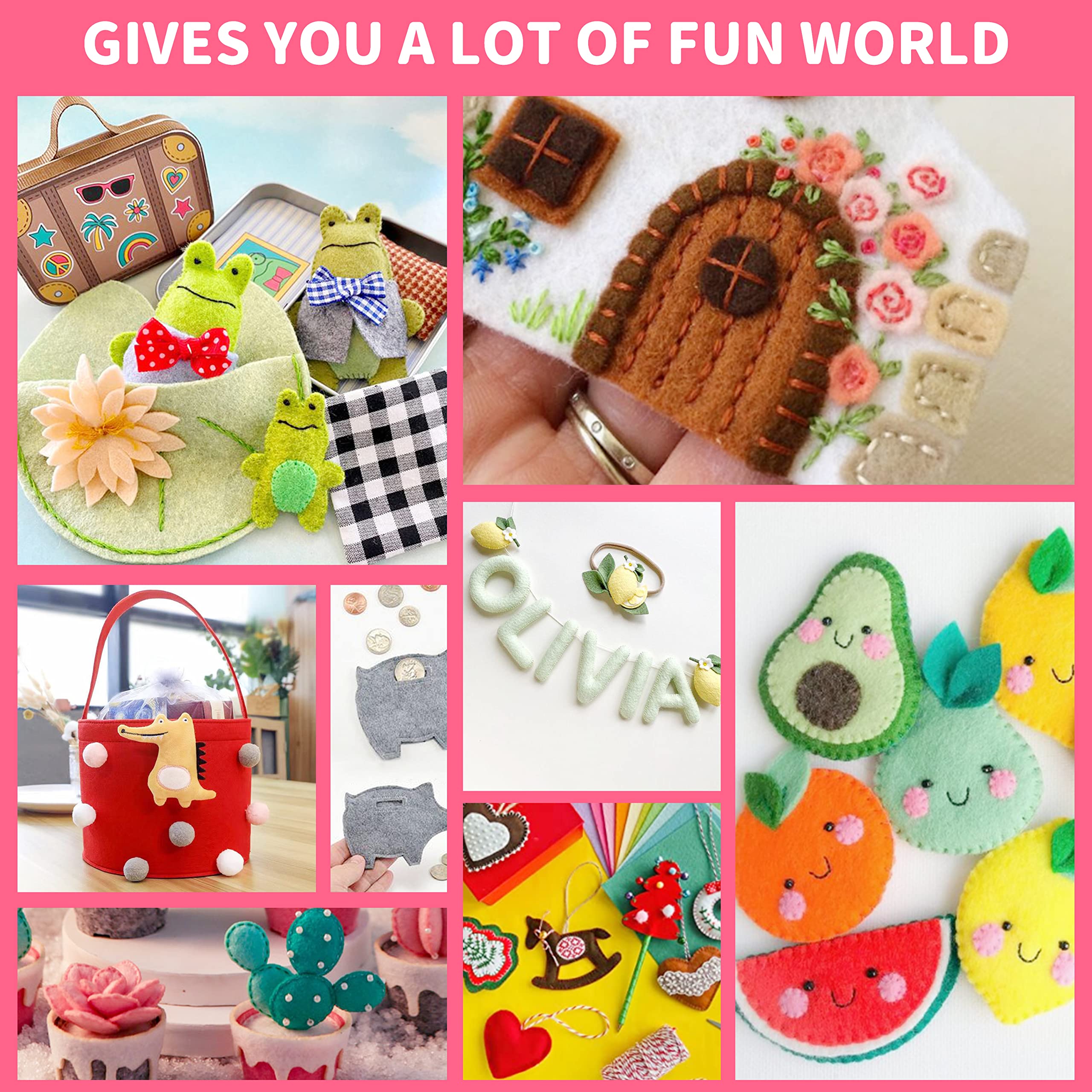 Large Stiff Felt Sheets Bundle: LOTOFUN 10pcs 8x35Inch Assorted Rainbow Color Felts Sheet for Kids Crafts Squares Nonwoven Patchwork DIY Sewing