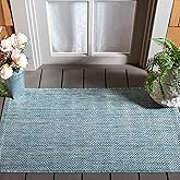 SAFAVIEH Washable Rug Outdoor Courtyard Collection - 2' x 3'7", Aqua Blue, Non-Shedding & Easy Cleaning, Ideal for Patio, Fro