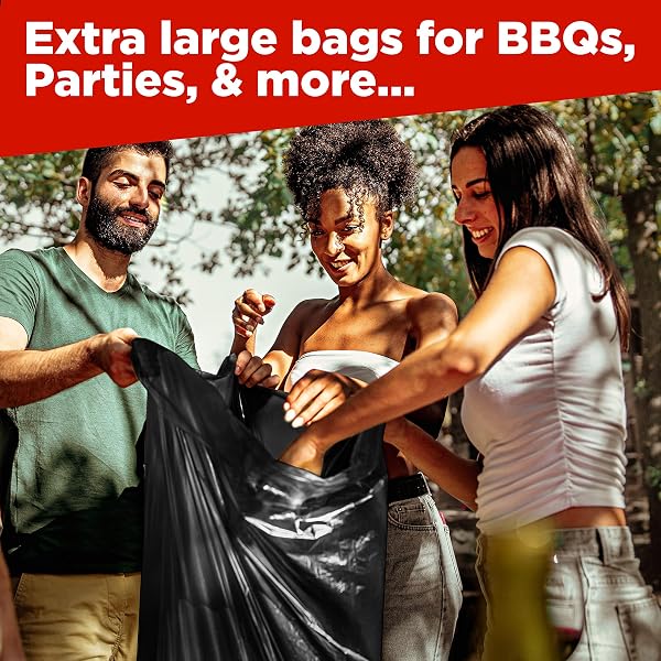 TOUGHBAG 65 GALLON TRASH BAGS (120 COUNT) – 50X48″ LARGE BLACK GARBAGE CAN LINERS – MADE IN USA