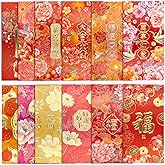 FAURAPMNG 12Pcs Chinese New Year Red Envelopes, Large Hong Bao Lucky Money Cash Envelopes Red Packets Lai See for Lunar New Y