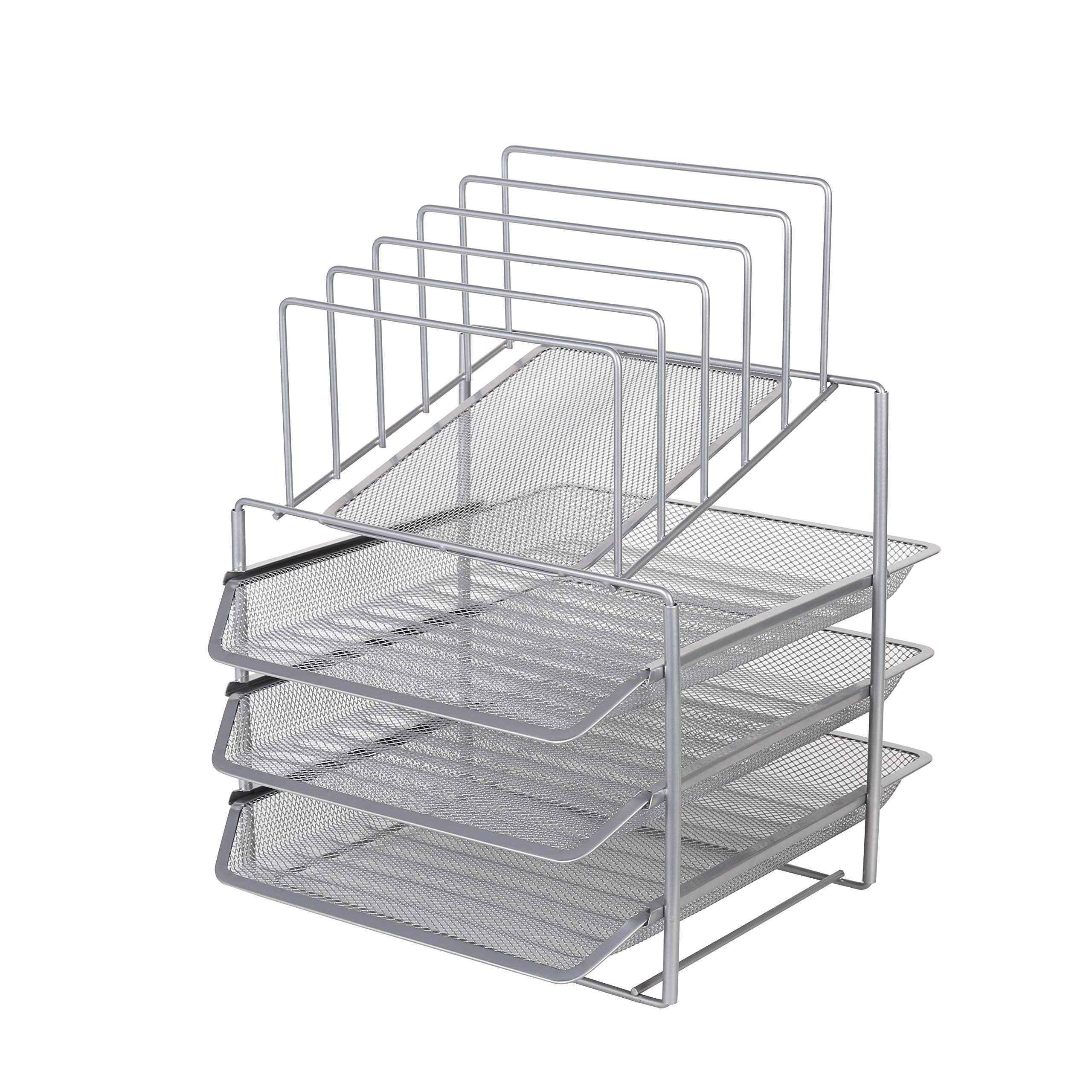 Exerz Desk Organizer 3 Layer Sliding Letter Trays with 5 Dividers