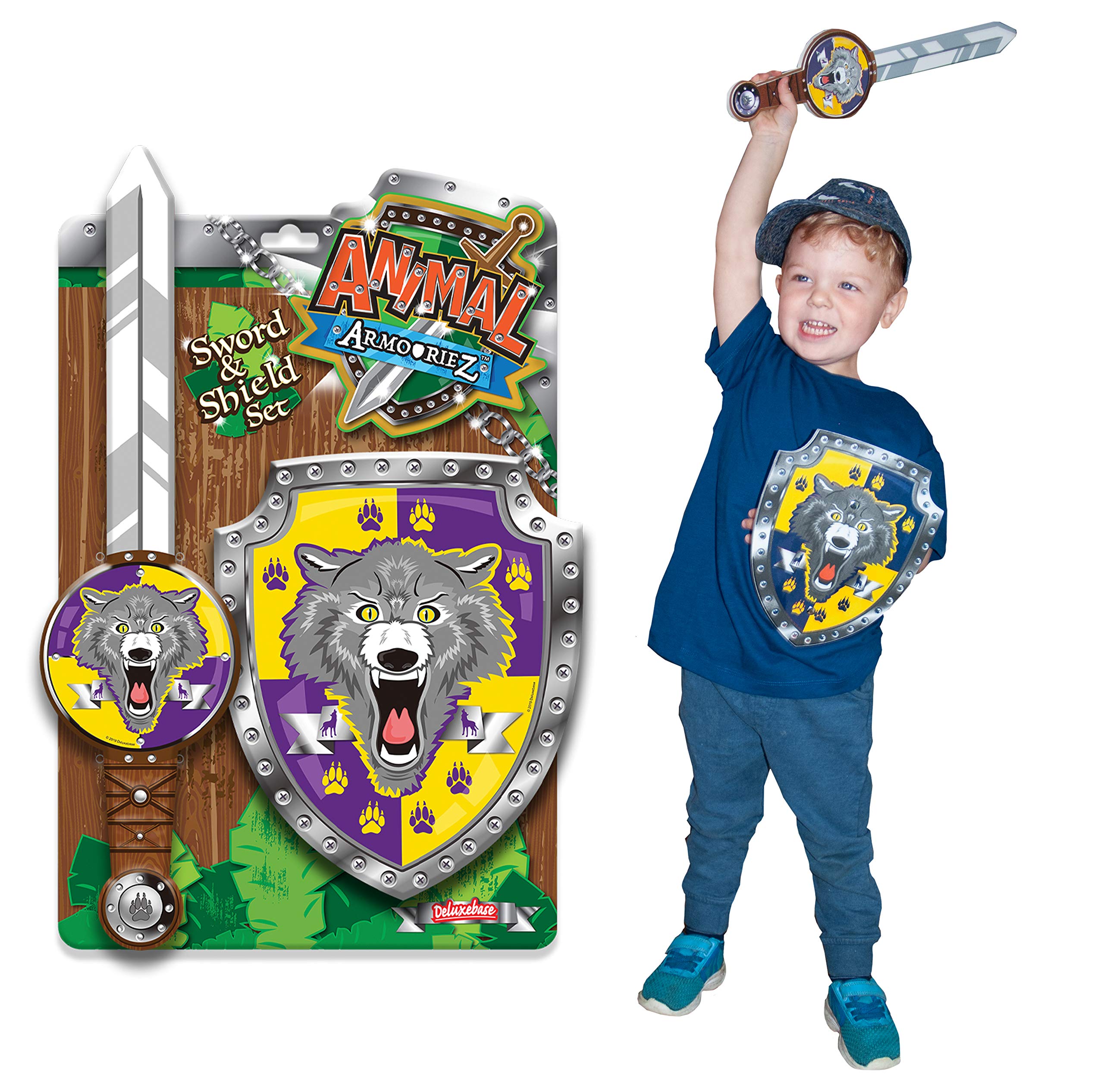 Animal Armouriez - Wolf by Deluxebase – Costume Dress Up & Pretend Play Toy – EVA Foam Sword, Foam Shield, Kids Sword and Shield Set – Party Favor & Kids Gift. Animal Toys for Girls and Boys.