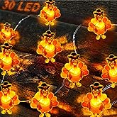 Grastfu 10 Ft 30 LED Thanksgiving Decorations Turkey String Lights, Thanksgiving Lights Decorations Battery Operated Turkey Lights Copper Wire Fairy String Lights for Party Home Indoor Decor