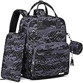 iniuniu Diaper Bag Backpack, 4 in 1 kit Large Unisex Baby Bags for Boys Girls, Waterproof Travel Back Pack with Diaper Pouch