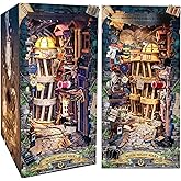 Spilay DIY Dollhouse Booknook Kit,DIY Bookshelf kit,Bookends Model Build kit,Handmade Crafts Gifts for Birthday Christmas (Magical Night Alley with LED Lights, English Manual)