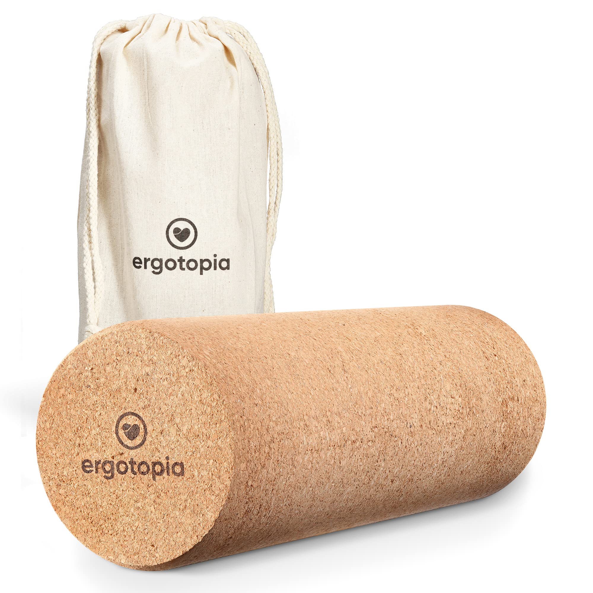 Ergotopia Cork Fascia Roller - Natural, Eco-Friendly Material, Hard, 10 cm Diameter, 30 cm Height, 750 g, Tension Relief Muscle Roller