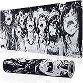 DOTTICO XL Black & White Manga Gaming Mouse Pad – Large Japanese Art Desk Mat for Keyboard & Mouse – Non-Slip Water-Resistant Surface, Stitched Edges – 31.5x11.8 in (X-Large)