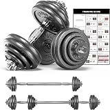 PROIRON 30kg Adjustable Dumbbells Cast Iron Set with Bar Attachment view 2