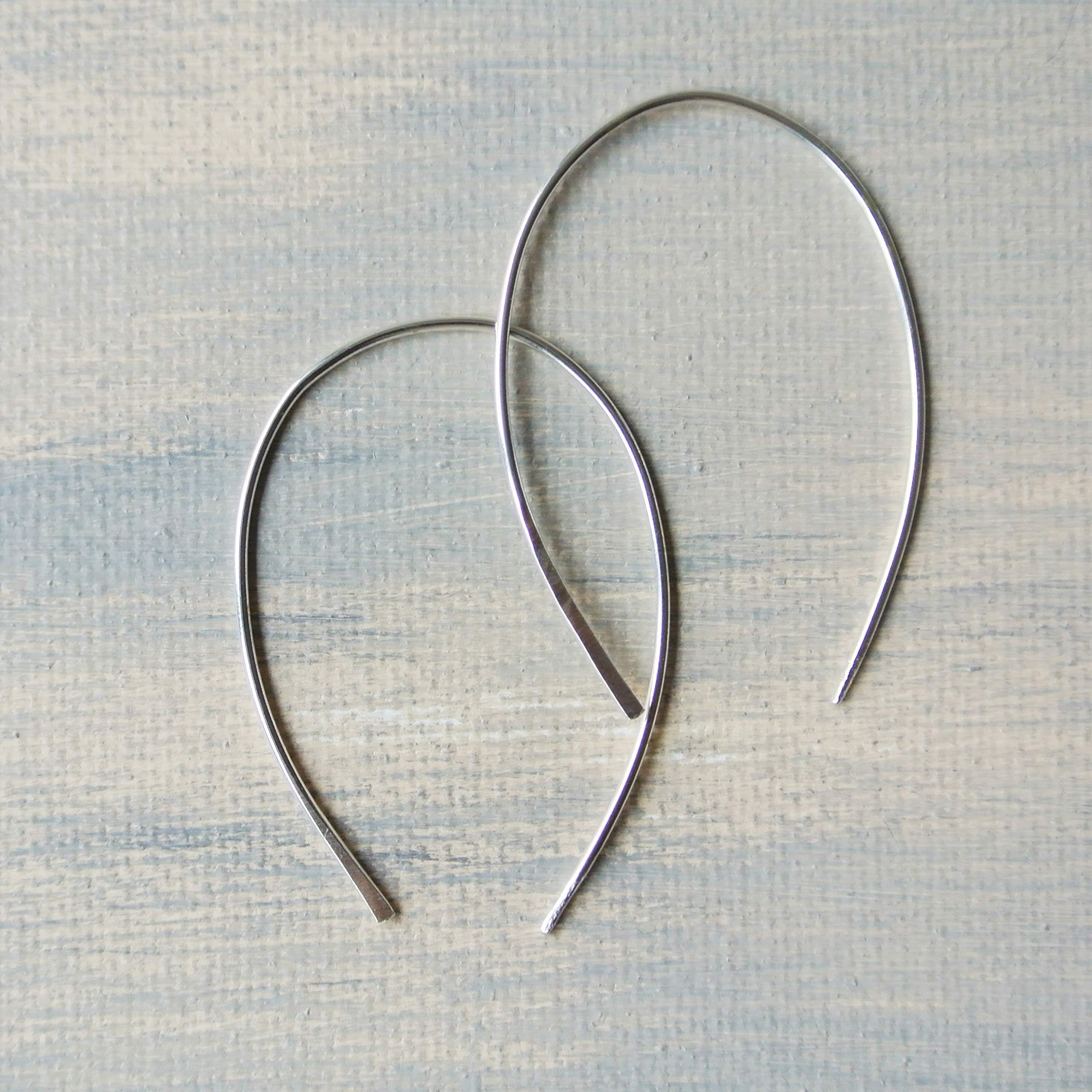 Argentium Silver Open Hoop Earrings 2 inches long - Nickel Free