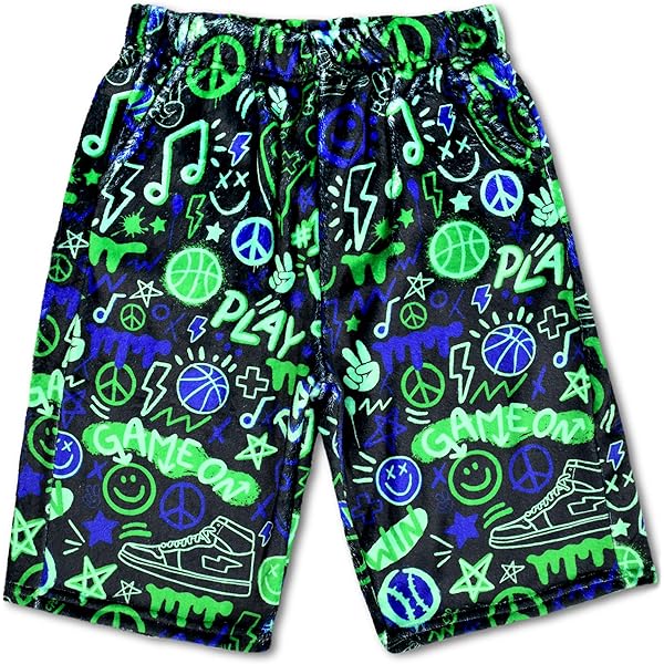 Amazon.com: iscream Big Boys Fun Print Silky Soft Plush Shorts