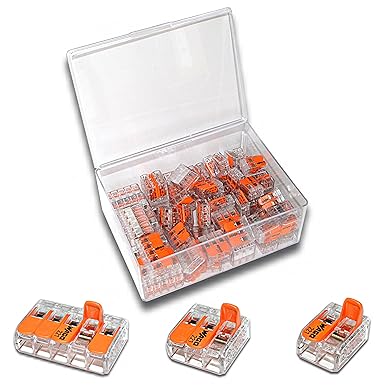 WAGO Klemme (80 Stück) Set Sortiment Serie Compact 221-412 | 221-413 | 221-415 in praktischer Klarsichtdose