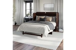 AFI, Northfield Murphy Bed Chest Queen with 6" Mattress, Storage Drawer & Built-in USB Charger, Burnt Amber