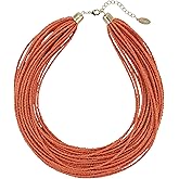 Bocar Multi Layer Chunky Bib Statement Seed Beads Cluster Collar Necklace for Women Gift (NK-10351)